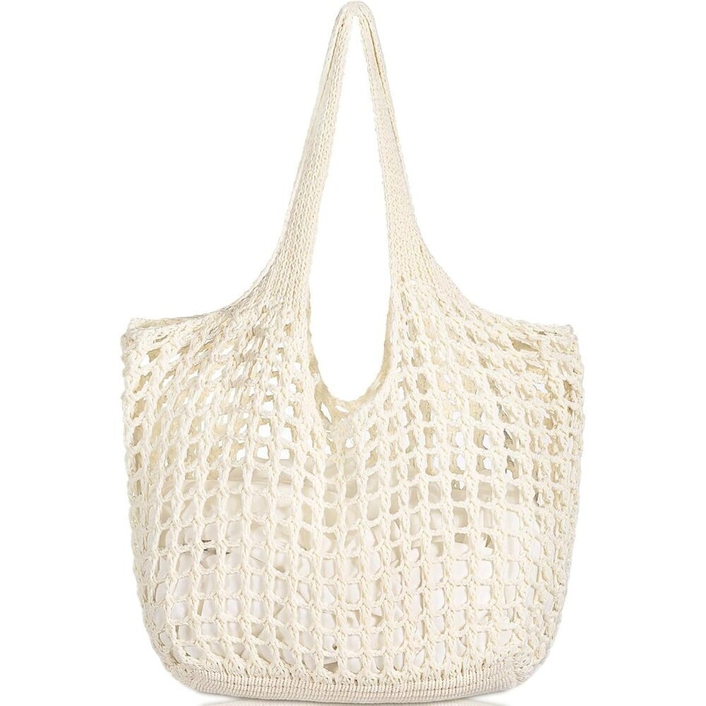 Women's Cream Shoulder Shopping Handbag Casual Travel Totes Fold Able Bags